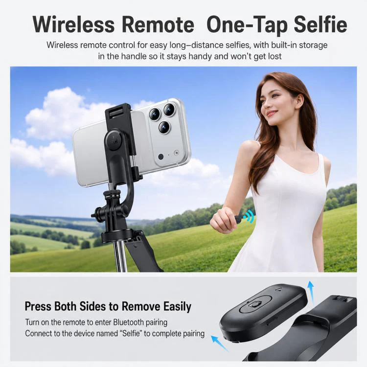 Yesido SF34 Auto Pop Open Tripod Selfie Stick with 1/4 Thread(Black) - Image 4