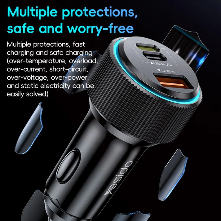 Yesido Y60 38W Car Fast Charging Charger(Black) - Image 5