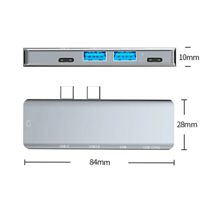 YG-2102 5 in 1 Dual USB-C / Type-C to USB Docking Station HUB Adapter (Silver) - Image 3