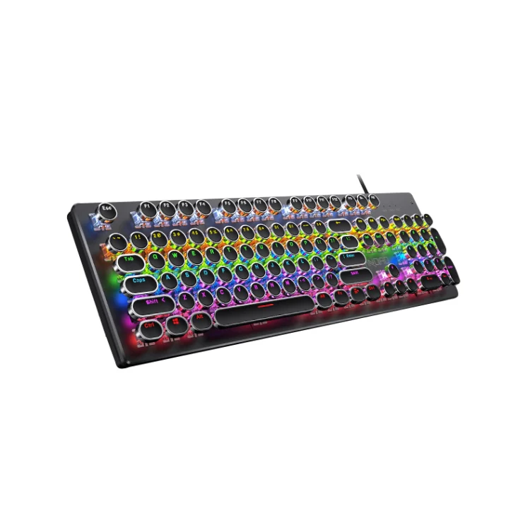 YINDIAO Electroplating Punk Mixed Light USB Mechanical Gaming Wired Keyboard, Tea Shaft (Black) - Image 2
