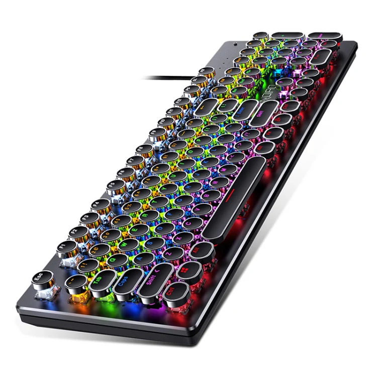 YINDIAO Electroplating Punk Mixed Light USB Mechanical Gaming Wired Keyboard, Tea Shaft (Black) - Image 3