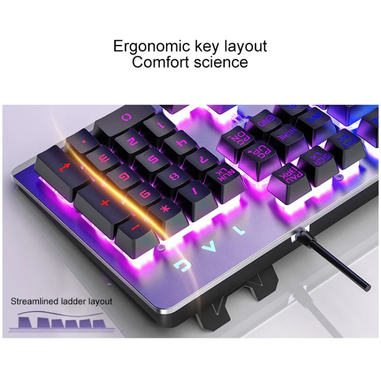 YINDIAO K002 USB Wired Mechanical Feel RGB Backlight Keyboard + Optical Mouse + Headset Set(White) - Image 3