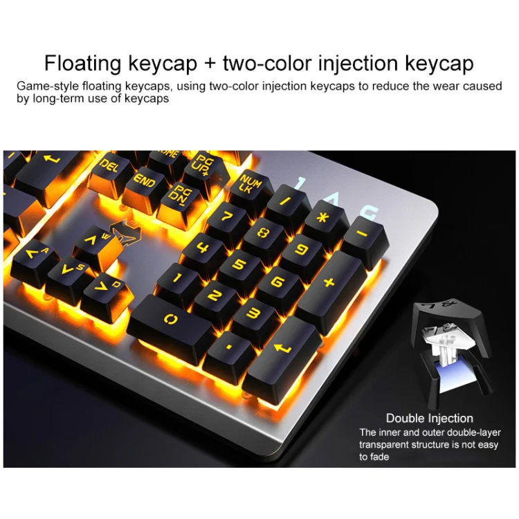 YINDIAO K002 USB Wired Mechanical Feel RGB Backlight Keyboard + Optical Mouse + Headset Set(White) - Image 4