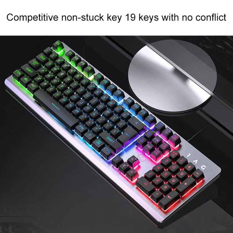 YINDIAO K002 USB Wired Mechanical Feel RGB Backlight Keyboard + Optical Mouse + Headset Set(White) - Image 5