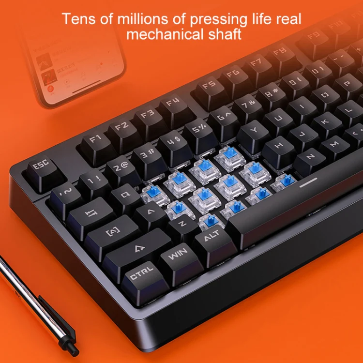 YINDIAO K300 USB Detachable Panel Mechanical Lighting Blue Shaft Gaming Wired Keyboard (Pink) - Image 5