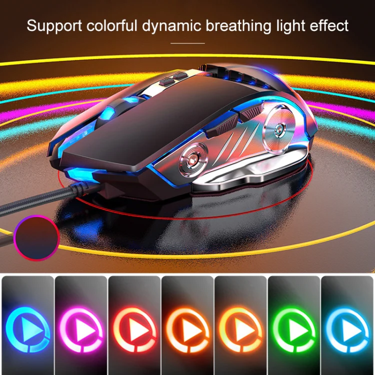 YINDIAO V2 Mechanical Feel Gaming Keyboard Mouse Set (Black Rainbow Light) - Image 10