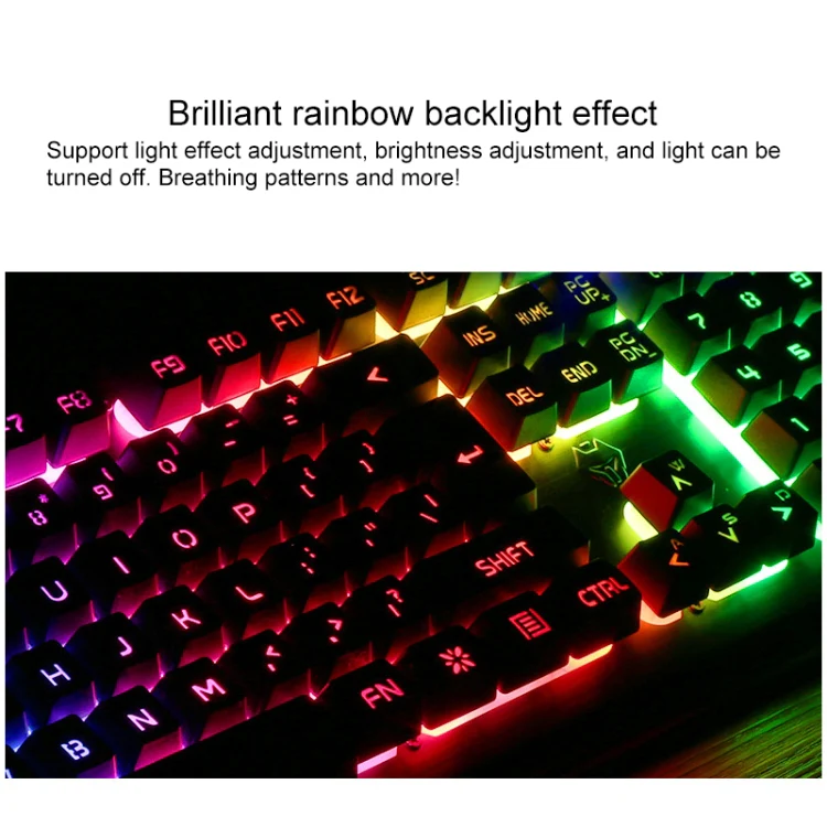 YINDIAO V2 Mechanical Feel Gaming Keyboard Mouse Set (Black Rainbow Light) - Image 6