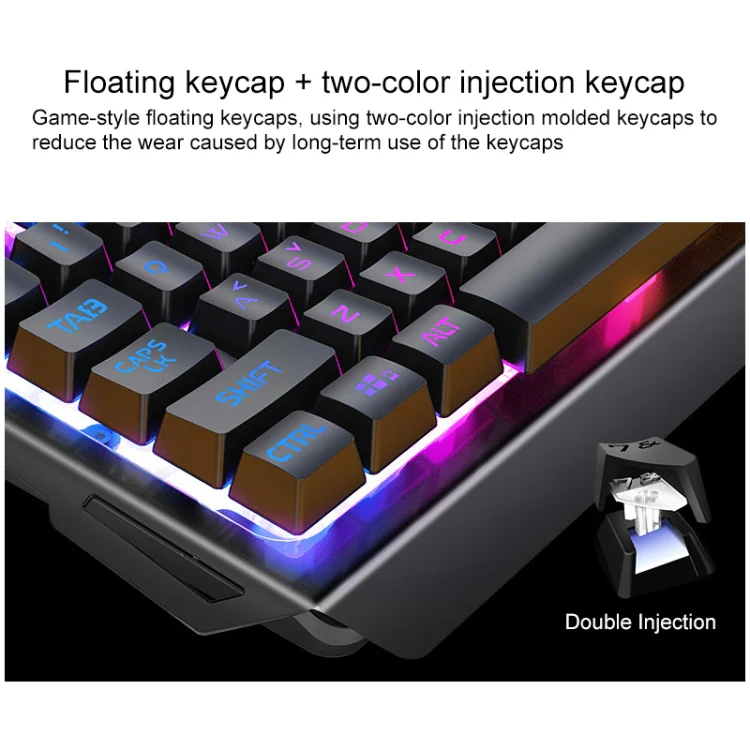 YINDIAO V2 Mechanical Feel Gaming Keyboard Mouse Set (White Rainbow Light) - Image 3