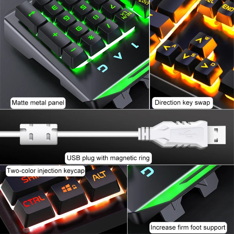 YINDIAO V2 Mechanical Feel Gaming Keyboard Mouse Set (White Rainbow Light) - Image 9
