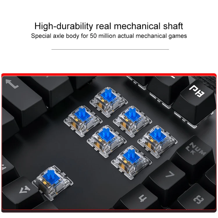 YINDIAO ZK-3 USB Mechanical Gaming Wired Keyboard, Black Shaft (White) - Image 3
