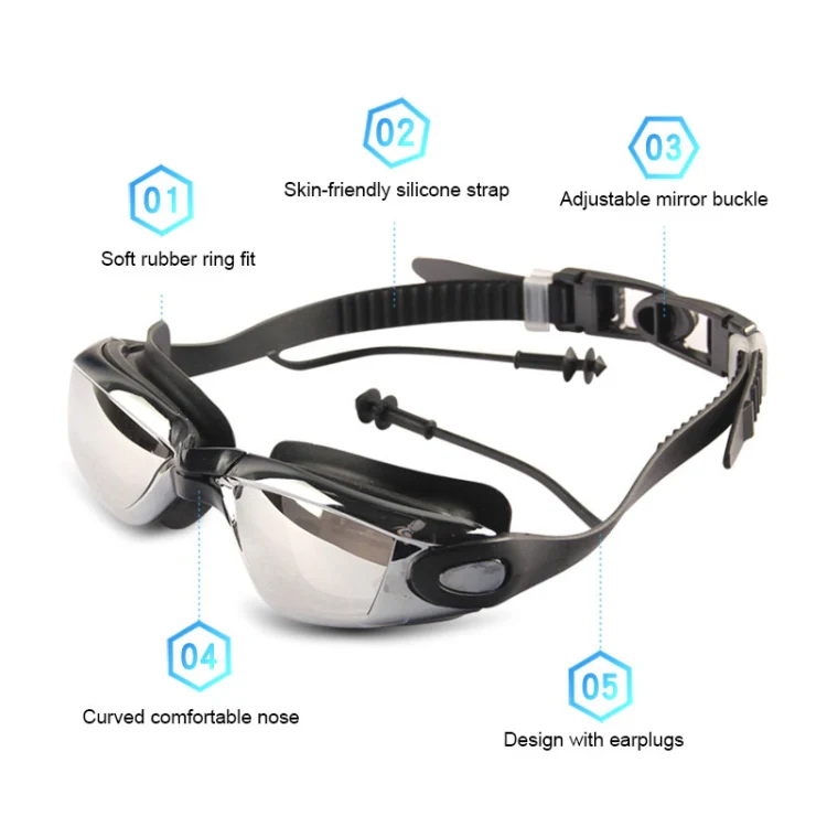 YJ003 Electroplating HD Anti-fog Swimming Glasses Waterproof Diving Equipment for Man and Women(Gray) - Image 4