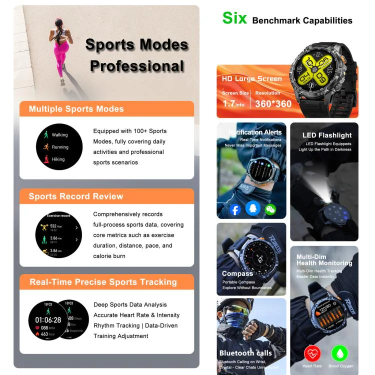 YK16 1.7 inch Sports Smart Watch Supports Heart Rate / Sleep Monitoring(Black) - Image 5