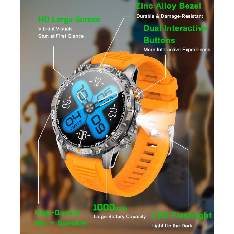 YK16 1.7 inch Sports Smart Watch Supports Heart Rate / Sleep Monitoring(Orange) - Image 8