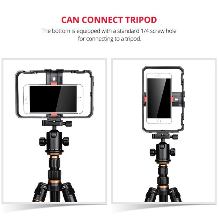 YLG0901B Vlogging Live Broadcast Smartphone Plastic Cage Video Rig Filmmaking Recording Handle Stabilizer Bracket for iPhone, Galaxy, Huawei, Xiaomi, HTC, LG, Google, and Other Smartphones(Black) - Image 15