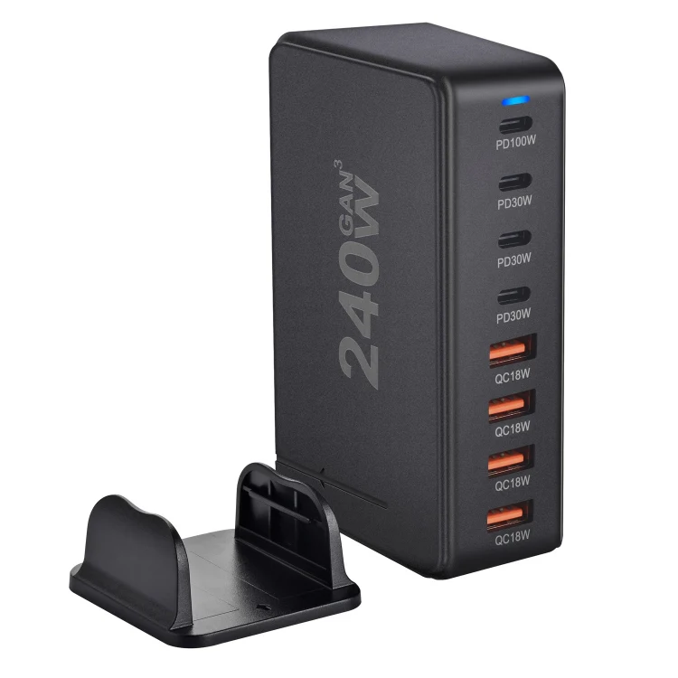 YMS-858 GaN 240W USB x 4, USB-C / Type-C x 4 Fast Charger, Plug Type:US Plug(Black) - Image 3