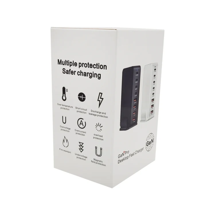 YMS-858 GaN 240W USB x 4, USB-C / Type-C x 4 Fast Charger, Plug Type:US Plug(Black) - Image 9
