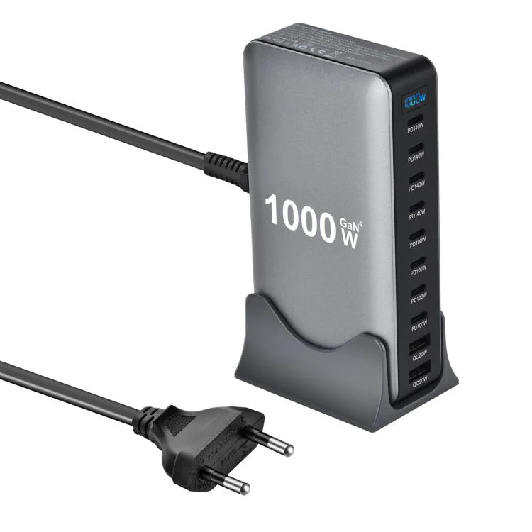 YMX-1000W 1000W 8 x Type-C Ports and 2 x USB 10 Ports Digital Display Multi-functional Charger(EU Plug)