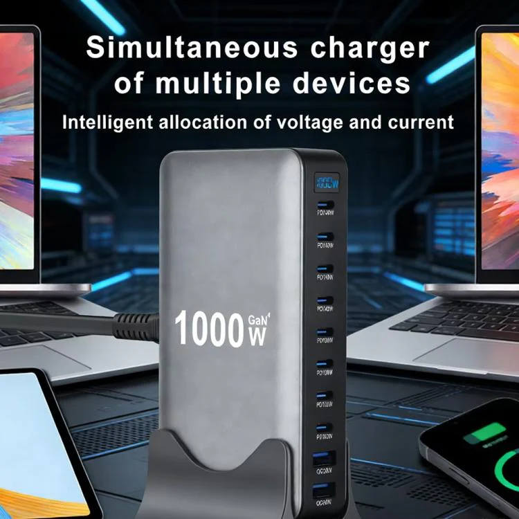 YMX-1000W 1000W 8 x Type-C Ports and 2 x USB 10 Ports Digital Display Multi-functional Charger(EU Plug) - Image 6