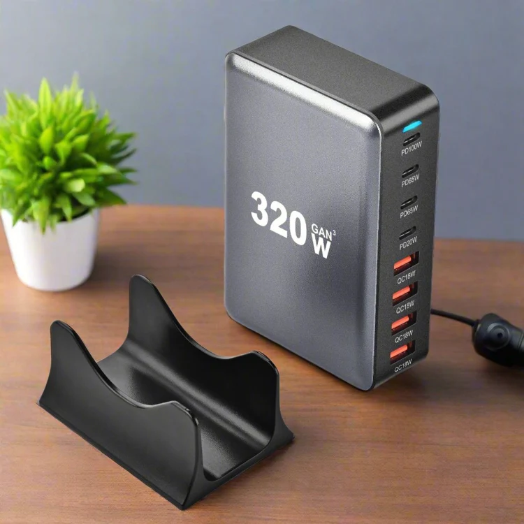 YMX-320W GaN 320W USB x 4, USB-C / Type-C x 4 Fast Charger, Plug Type:EU Plug(Grey) - Image 6
