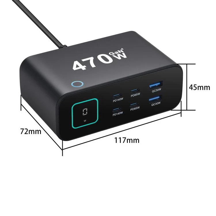YMX-615-LCD470W 4xType-C and 2xUSB 470W GaN Multi-Function Charger, Plug:EU Plug(White) - Image 11