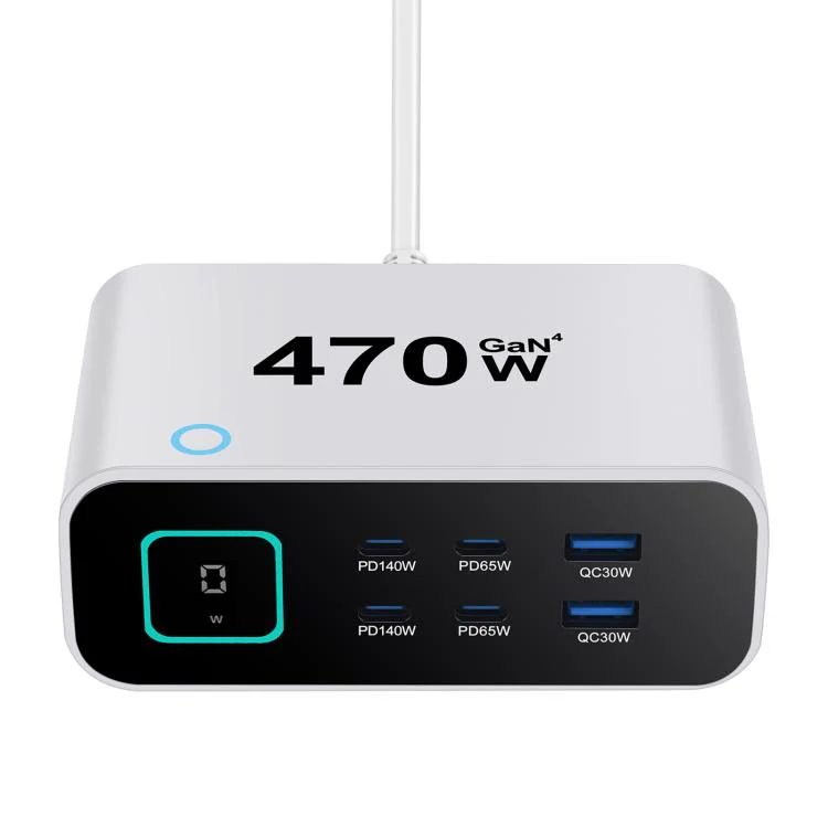 YMX-615-LCD470W 4xType-C and 2xUSB 470W GaN Multi-Function Charger, Plug:US Plug(White) - Image 2