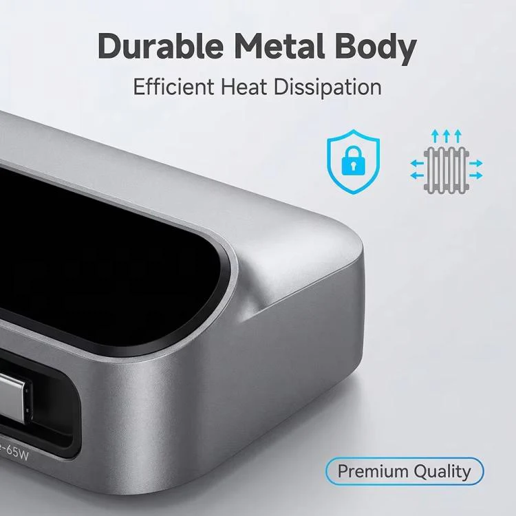 YMX-LCD470W 470W 3xType-C and 2xUSB GaN Smart Digital Display Multi-Function Charger with Type-C Retractable Cable(UK Plug) - Image 8