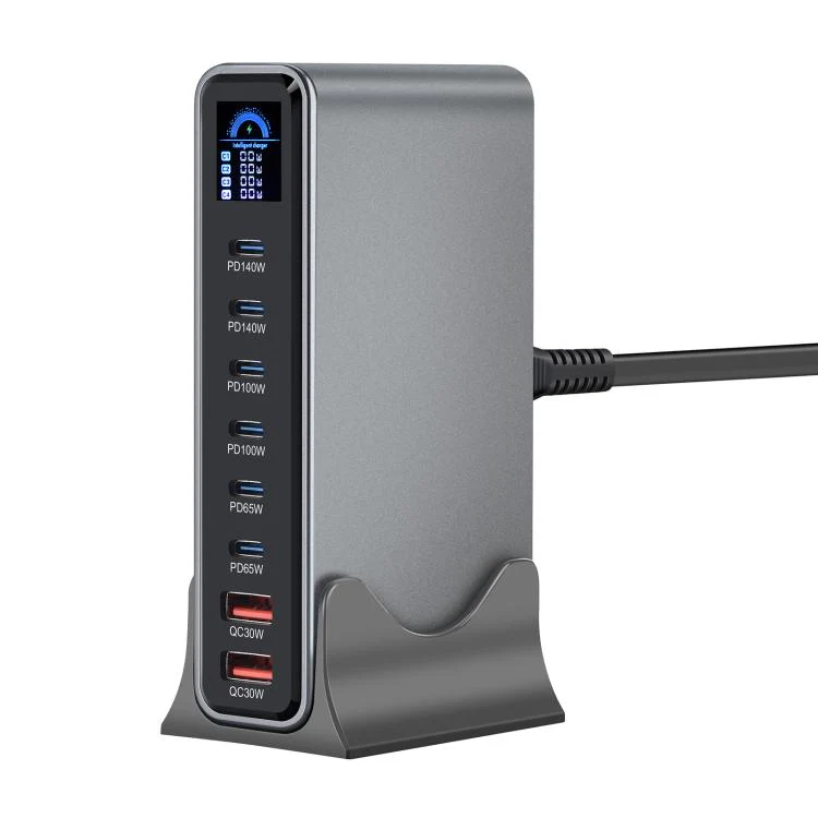 YMX-LCD670W 670W 6xType-C and 2xUSB GaN Digital Display Multi-Function Charger(EU Plug) - Image 2