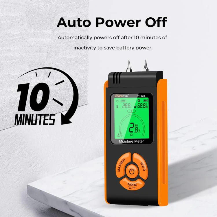 YT302 Metal Probes Eood Moisture Meter Supports Temp & RH Testing(Black Orange) - Image 7