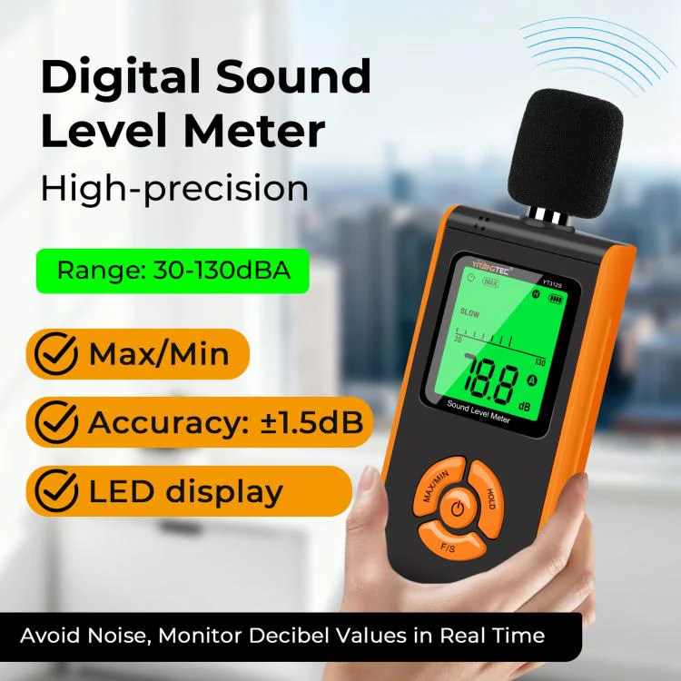 YT312S High Precision Digital Sound Level Meter, Measurement Range: 30–130dB(Black Orange) - Image 2