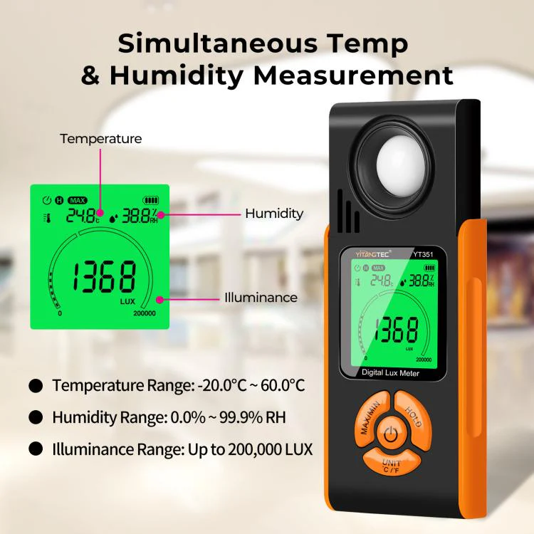 YT351 High Precision Integrated Digital Lux Meter Light Brightness Measuring - Image 2