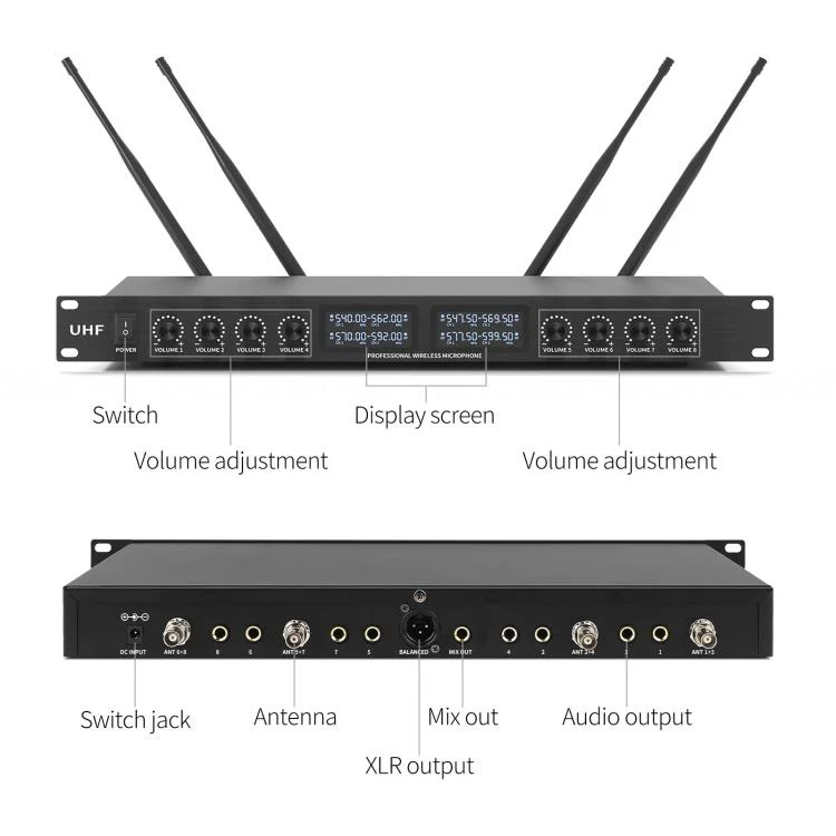 YT8 Wireless 8 Channel UHF Handheld Microphone for Stage Show 8 Gooseneck Microphones - Image 5