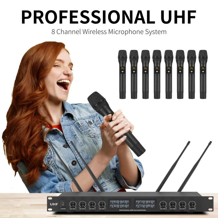 YT8 Wireless 8 Channel UHF Handheld Microphone for Stage Show 8 Handheld Microphones - Image 2