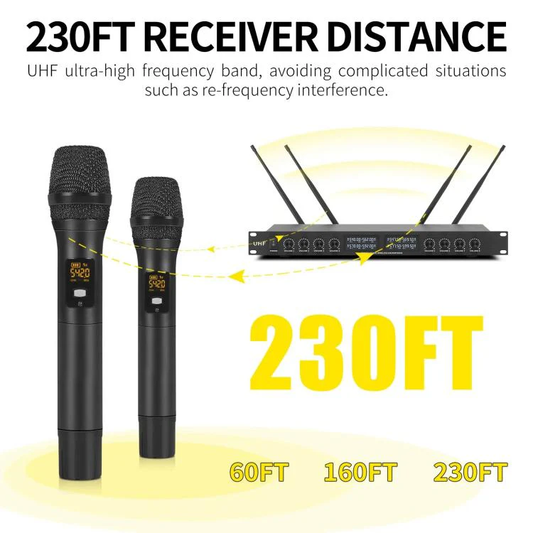 YT8 Wireless 8 Channel UHF Handheld Microphone for Stage Show 8 Handheld Microphones - Image 3