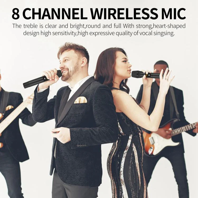 YT8 Wireless 8 Channel UHF Handheld Microphone for Stage Show 8 Short Microphones - Image 6