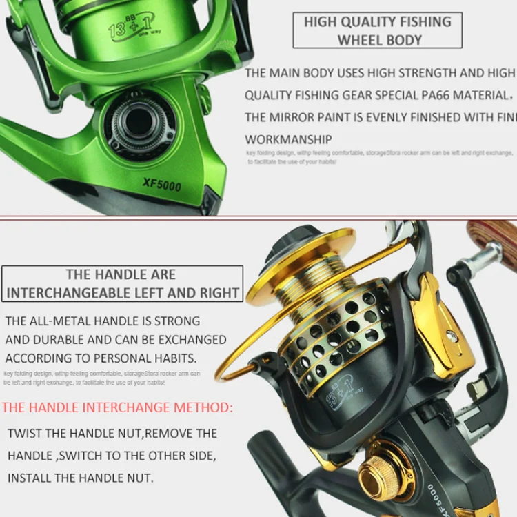 YUMOSHI XF1000 Full Metal Swing Arm Metal Head Fishing Reel(Gold) - Image 5