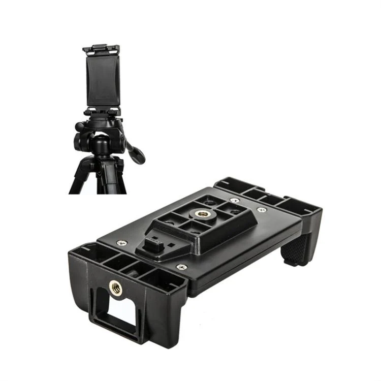 YUNTENG VCT-320 Adjustable Hot Shoe Tablet & Phone Mount Clamp Holder with Dual 1/4 Inch Screw Holes for 5.1-9.9 Inch Devices(Black) - Image 2