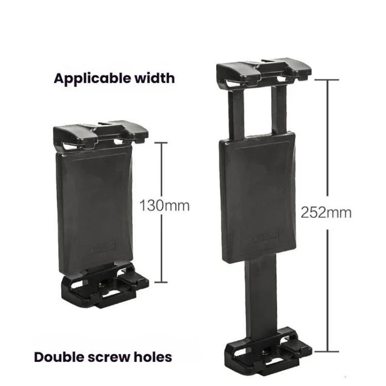 YUNTENG VCT-320 Adjustable Hot Shoe Tablet & Phone Mount Clamp Holder with Dual 1/4 Inch Screw Holes for 5.1-9.9 Inch Devices(Black) - Image 3