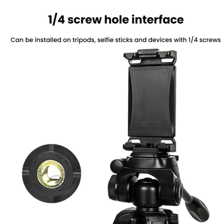 YUNTENG VCT-320 Adjustable Hot Shoe Tablet & Phone Mount Clamp Holder with Dual 1/4 Inch Screw Holes for 5.1-9.9 Inch Devices(Black) - Image 4