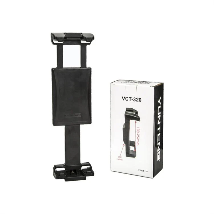 YUNTENG VCT-320 Adjustable Hot Shoe Tablet & Phone Mount Clamp Holder with Dual 1/4 Inch Screw Holes for 5.1-9.9 Inch Devices(Black) - Image 8