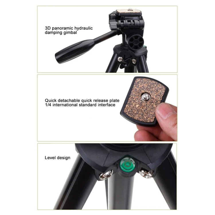 YUNTENG VCT-681 138cm SLR / Micro-SLR / Digital Cameras Tripod Stand, 4-Section Folding Aluminum Legs, Suitable for Canon / Nikon / Panasonic / Pentax / Casio / Sony / Fuji (Load Capacity: 3kg) - Image 5