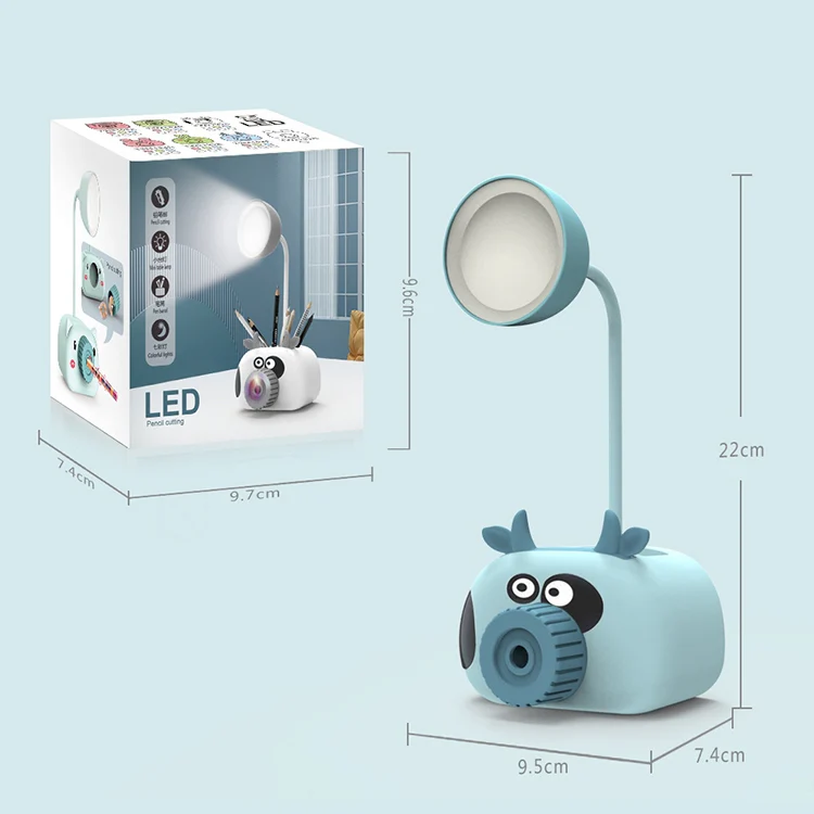 YW2192 2 PCS Pencil Sharpener Mobile Phone Holder Storage Box Bedside Lamp Desk Lamp Night Light, Random Color Delivery(Puppy) - Image 4