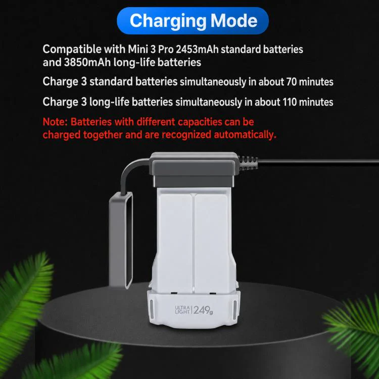 YX 3-Way Smart Charger with LCD Display For DJI Mini 5 Pro / Mini 4 Pro / Mini 3 Pro / Mini 3 Multi Battery Charging Hub EU Plug - Image 6