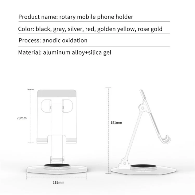 YY-020 360 Degree Rotation Folding Aluminum Alloy Tablet Phone Bracket(Rose Gold) - Image 10