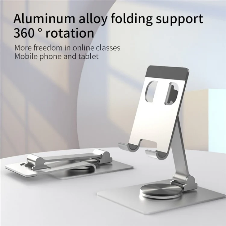 YY-022 360 Degree Rotation Aluminum Alloy Desktop Phone Tablet Holder(Silver) - Image 2