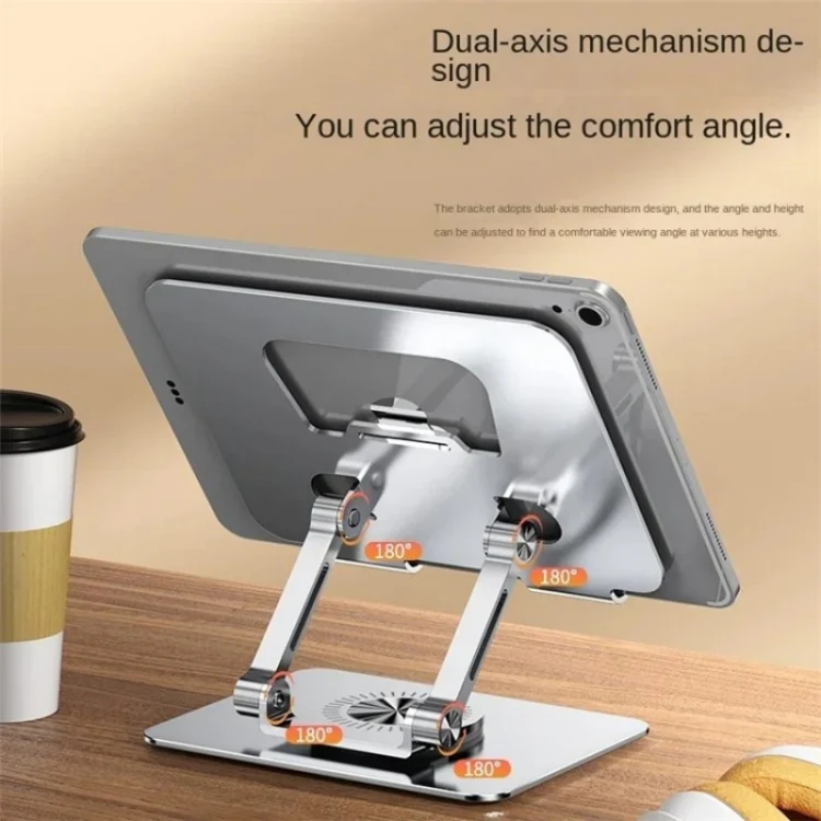 YY-J18 360 Degree Rotation Folding Hollow Heat Dissipation Phone Tablet Stand(Grey) - Image 5