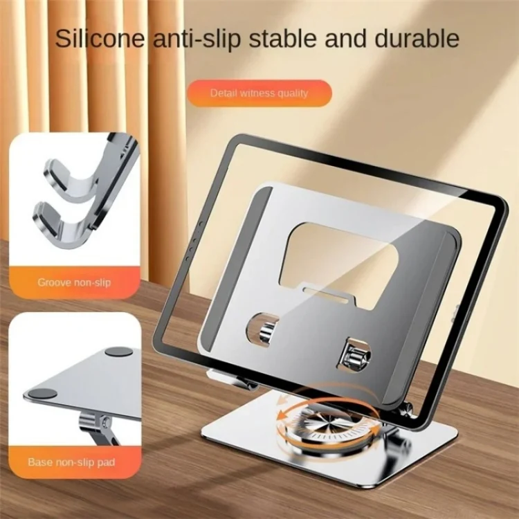 YY-J18 360 Degree Rotation Folding Hollow Heat Dissipation Phone Tablet Stand(Silver) - Image 3