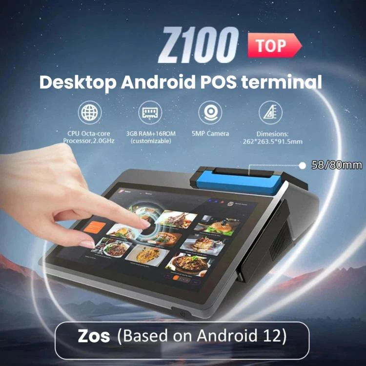 Z100 Dual-Screen Smart Cash Register With Printing All-In-One Machine, Android POS Terminal For Hotel, Restaurant, Supermarket EU Plug, Spec: 2.6 inch 58mm - Image 2