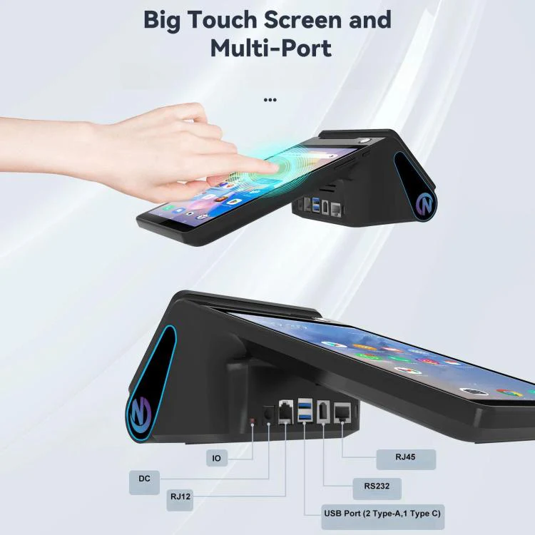 Z108 Android Handheld POS Cash Register, Dual-Screen Touch Scanning Payment Device For Supermarket & Restaurant 2.6 inch EU Plug - Image 7