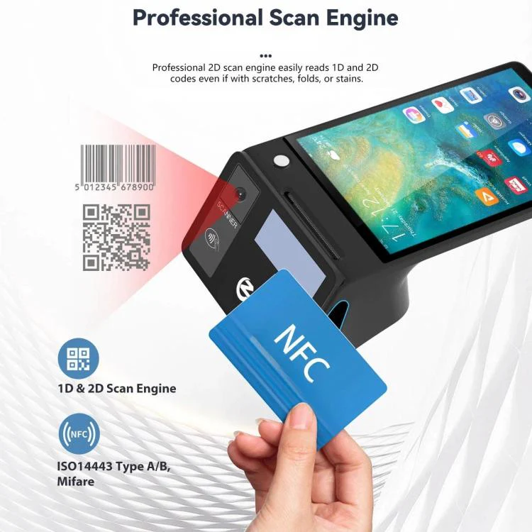 Z108 Android Handheld POS Cash Register, Dual-Screen Touch Scanning Payment Device For Supermarket & Restaurant 3.9 inch EU Plug - Image 10