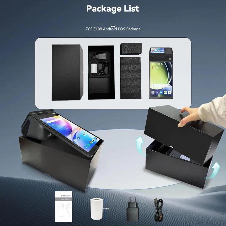 Z108 Android Handheld POS Cash Register, Dual-Screen Touch Scanning Payment Device For Supermarket & Restaurant 3.9 inch EU Plug - Image 13
